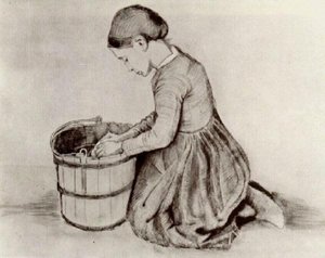 フロントバケットを折り敷きバンゴの女の子 作： Vincent van Gogh
